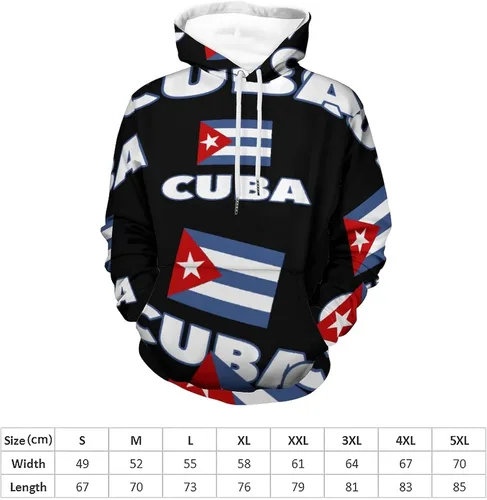 Vista 2 de Bandera Cubana Impreso Sudaderas Sudadera Casual Con Capucha Con Bolsillos