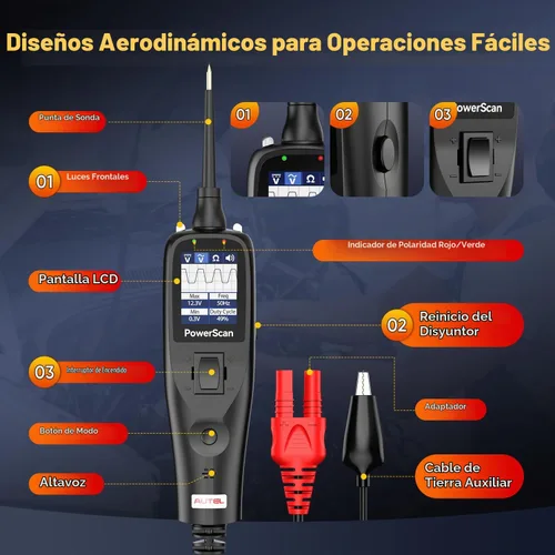 Vista 8 de Autel PowerScan PS100 Kit de sonda de circuito de potencia, 2026 para todos Negro