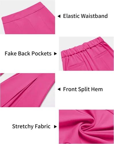 Vista 8 de GRAPENT Pantalones de vestir de pierna ancha para mujer, pantalones acampanados, pantalones casuales de trabajo, pantalones de trabajo