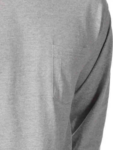 Vista 4 de Hanes Camiseta de manga larga con bolsillo de algodón Essentials para hombre