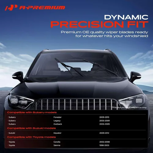 Vista 3 de A-Premium - Limpiaparabrisas de 24 pulgadas + 18 pulgadas, con indicador de desgaste y toalla Compatible with Toyota Corolla, Sienna & Subaru