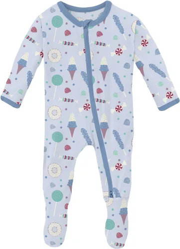Vista 88 de KicKee Baby & Toddler - Pijama de viscosa ultrasuave de bambú con patas abatibles y puños