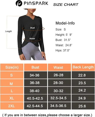 Vista 6 de Pinspark Camisetas de manga larga para mujer, camisetas de entrenamiento, cuello en V, parte delantera torcida, senderismo, yoga, correr, camiseta