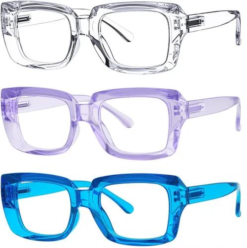 Vista 34 de Eyekepper - Juego de 4 gafas elegantes para mujer, anteojos cuadrados de gran tamaño para mujer