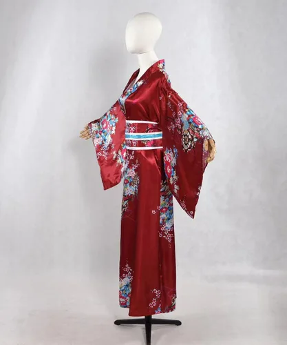 Vista 3 de Disfraz de kimono japonés para mujer, bata tradicional de geisha, estampado de anime, pijama de estilo largo