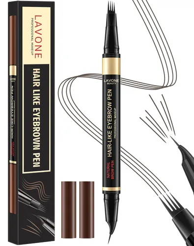 Vista 19 de LAVONE Lápiz de cejas 2 en 1 para mujer con lápiz de cejas microblading de 4 puntas y lápiz de cejas curvado y preciso, lápiz de cejas impermeable