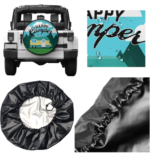 Vista 5 de Cubierta de neumático de repuesto para campamento, impermeable, UV, para remolque, RV, SUV y muchos vehículos, 14 pulgadas