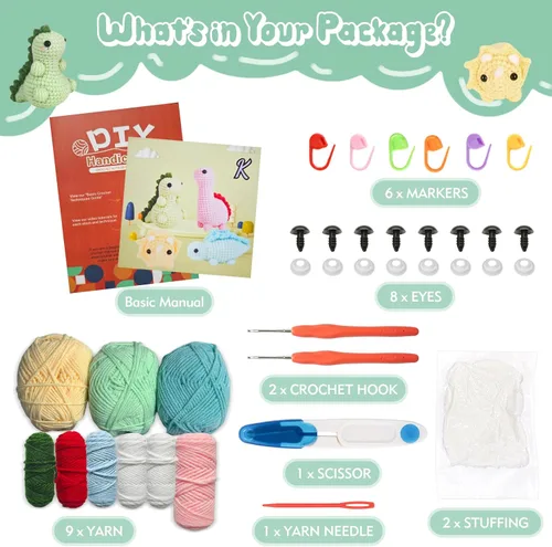 Vista 5 de LYCBTC Kit de ganchillo para principiantes, kit de ganchillo para adultos y niños con tutoriales en video paso a paso, kits completos de ganchillo