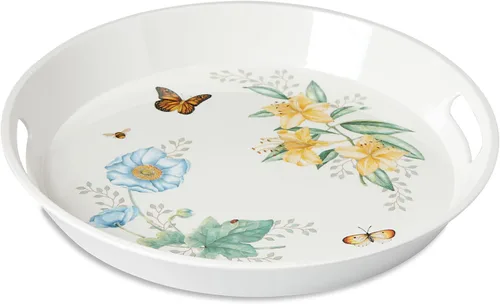 Vista 10 de LENOX Butterfly Meadow: Bandeja de melamina para servir con mango, 1.82 libras, multicolor.