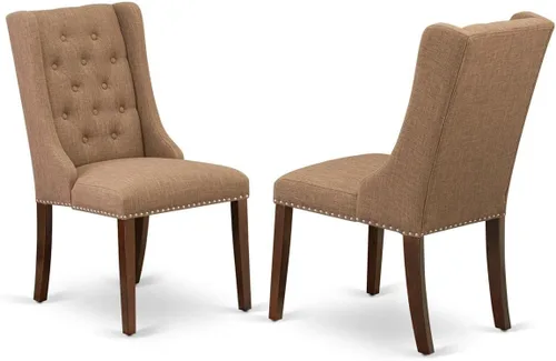 Vista 12 de East West Furniture FOP1T01 Forney Parson - Juego de 2 sillas de comedor con botones copetudos y ribete de cabeza de clavo, color crema, juego de 2