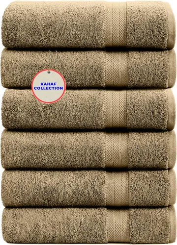Vista 19 de KAHAF COLLECTION Paquete de 6 toallas de baño 100 % algodón, de 24 x 48 pulgadas, de secado rápido, altamente absorbentes, suaves al tacto