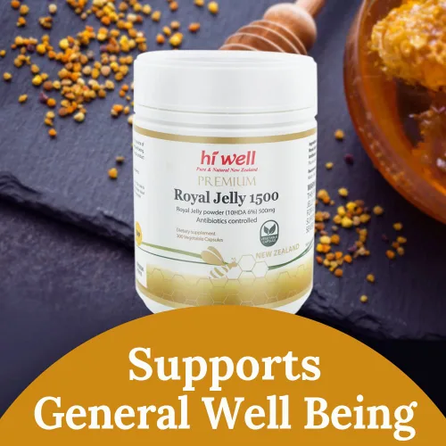 Vista 2 de Paquete de 3 cápsulas Hi Well Premium Royal Jelly 1500 300 verduras