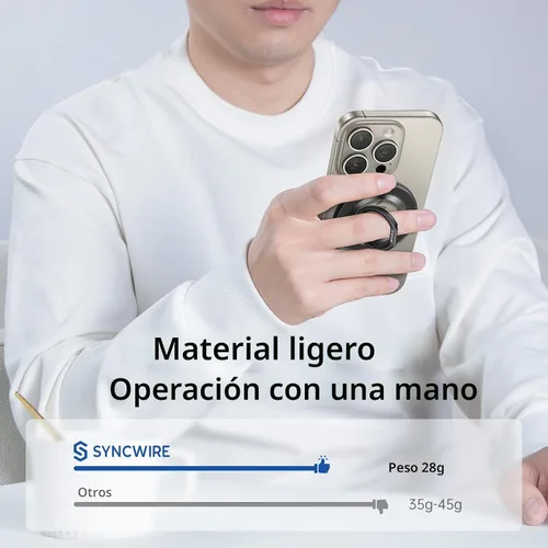 Vista 8 de SYNCWIRE - Soporte magnético con aro para MagSafe, rotación de 360 grados, agarre y soporte para teléfono, aro para dedo, doble imán, compatible