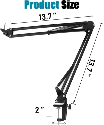 Vista 3 de Soporte de brazo de pluma para micrófono GLEAM para Blue Yeti, HyperX QuadCast, SoloCast, Snowball, Fifine, Shure SM7B y otros micrófonos, Mediano