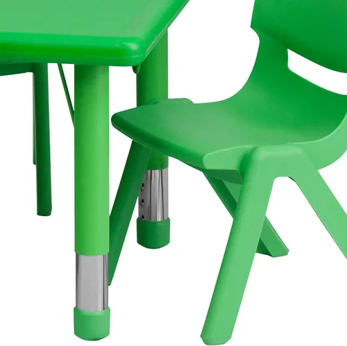 Vista 4 de Flash Furniture Emmy - Juego de mesa rectangular de plástico verde de 24 pulgadas de ancho x 48 pulgadas de largo, con 4 sillas