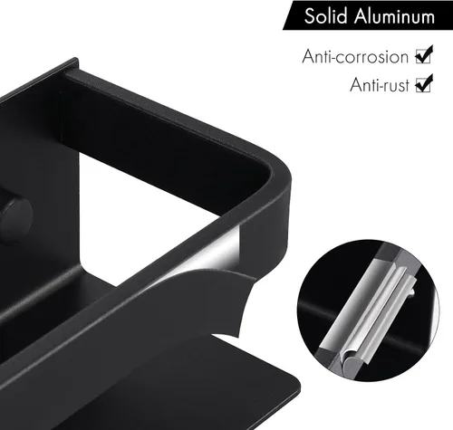 Vista 3 de KES KSR401S40-BK-P2 - Organizador de especias de cocina, organizador de condimentos de aluminio de 16 pulgadas, soporte para especias de pared