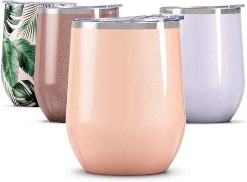 Vista 17 de Vaso de vino Maars Bev sin soporte de con paredes dobles aislantes al vacío de acero inoxidable de 12 onzas, Fucsia