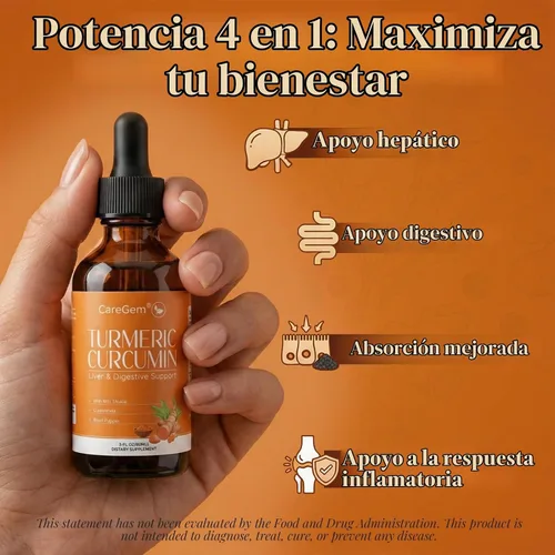 Vista 2 de Gotas de curcumina de cúrcuma y cardo mariano, salud del hígado y apoyo