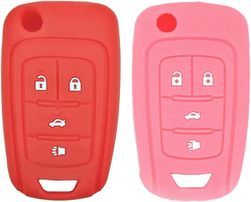 Vista 10 de LemSa 2 fundas de goma de silicona para llavero con control remoto sin llave, protector para Chevrolet Camaro Cruze Chevy Equinox Sonic Terrain