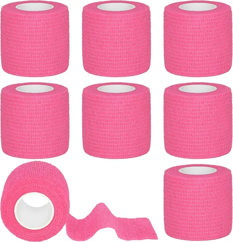 Vista 16 de Tindobewan Envoltura de vendaje autoadhesiva, 1 pulgada, 8 rollos, color negro Vendaje cohesivo transpirable Vet Tape Vendaje adhesivo elástico