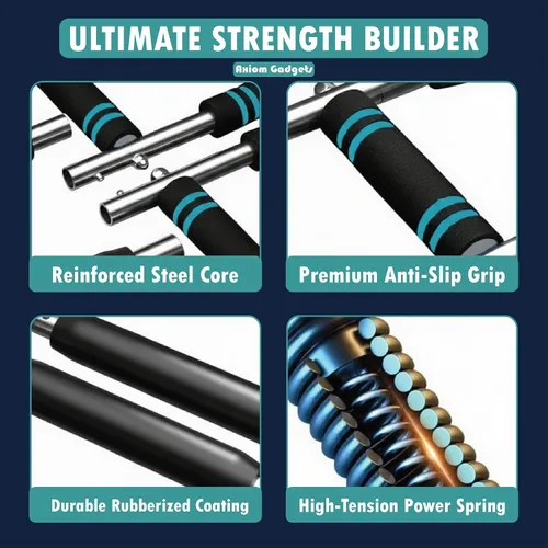 Vista 6 de Entrenador giratorio de brazo ajustable, barra de potencia de 40 a 130 libras para fuerza superior del cuerpo, equipo de entrenamiento portátil