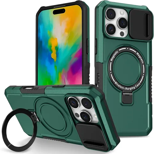 Vista 50 de Funda magnética para iPhone 11, soporte de anillo con ventana corrediza, funda protectora mate a prueba de golpes para iPhone 11 6.1, fundas