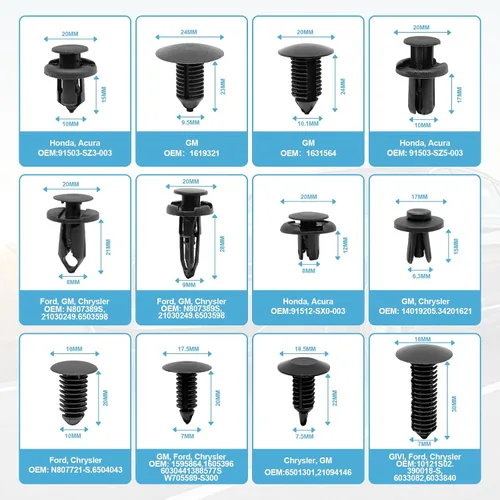 Vista 2 de 240 clips de retención de parachoques – Clips de retención de empuje para automóvil, remaches de plástico, kit de retención de empuje