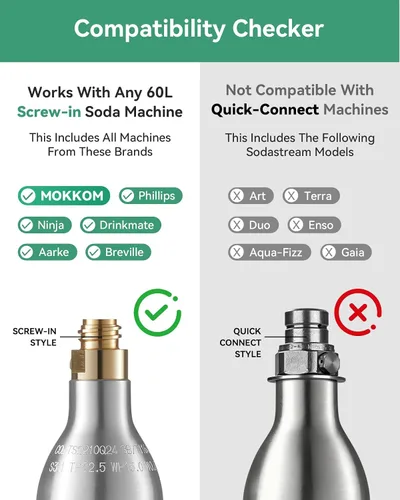 Vista 2 de MOKKOM Cilindro de CO2 para fabricante de refrescos, recipiente de intercambio de CO2, estilo roscado, compatible con todos los fabricantes de agua