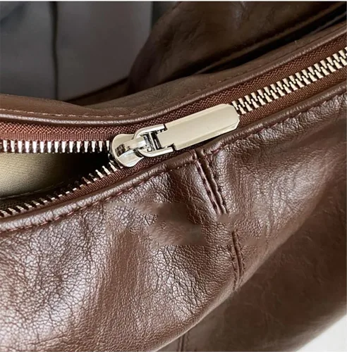 Vista 6 de Bolso Hobo de piel sintética para mujer, bolso de hombro con axilas a la moda, lindo bolso cruzado de media luna, bolso retro