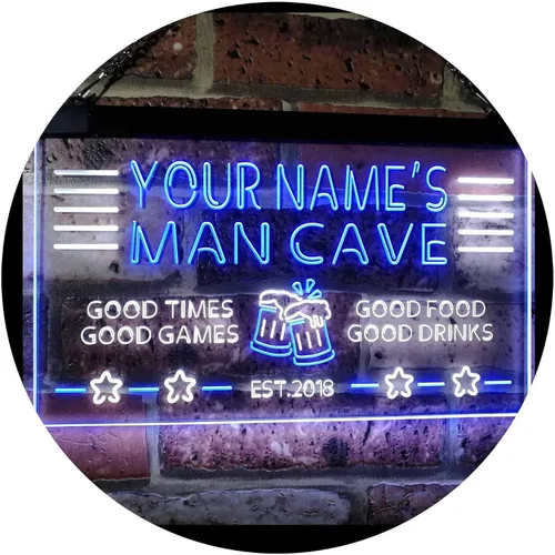 Vista 20 de ADVPRO Letrero de neón LED personalizado con texto en inglés "Man Cave Home Bar Est. Year Single Color LED Neon Sign 12 x 8.5" st4s32-x0012a-tm-b