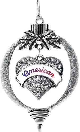 Vista 159 de Inspired Silver Adornos festivos de dije de corazón pave de plata con circonitas cúbicas