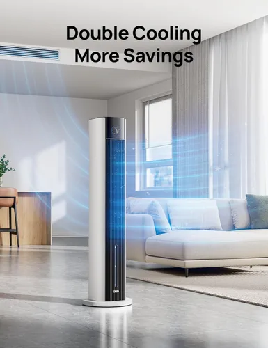 Vista 7 de DREO Enfriador evaporativo de pantano de aire, ventiladores de enfriamiento de 43 pulgadas que sopla aire frío 2026 actualizado, ventilador de piso
