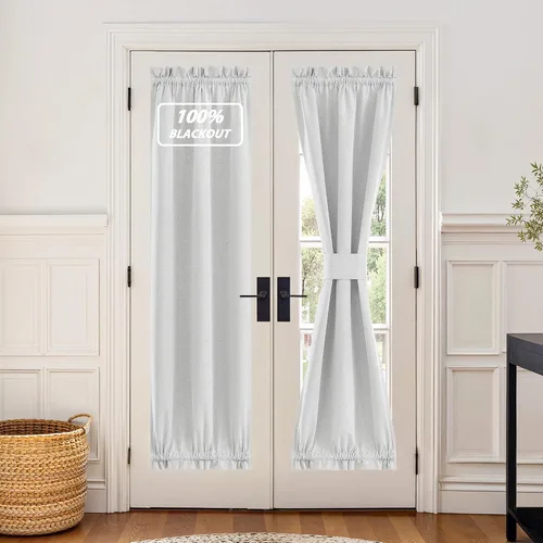 Vista 10 de NICETOWN Cortinas de Lino para Puerta Lateral - Cortinas Opacas con Aislamiento Térmico para Puerta Delantera Francesa para Sombra Pequeña