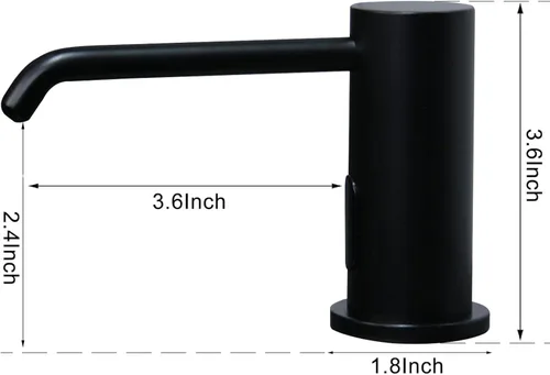 Vista 2 de Dispensador automático de jabón para fregadero de cocina, dispensador de jabón líquido integrado sin contacto negro mate con dispensador de jabón