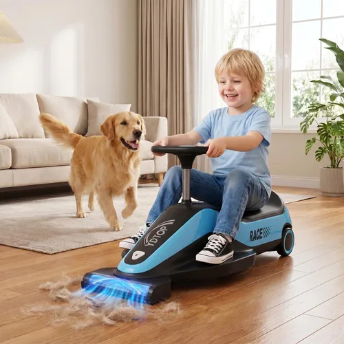 Vista 8 de Aspiradora montable, Go Kart eléctrico de 12 V para niños, color azul