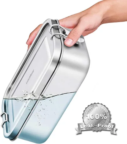 Vista 3 de G.a HOMEFAVOR - Lonchera Bento de acero inoxidable, 3 compartimentos, 40.6 fl oz/40 onzas