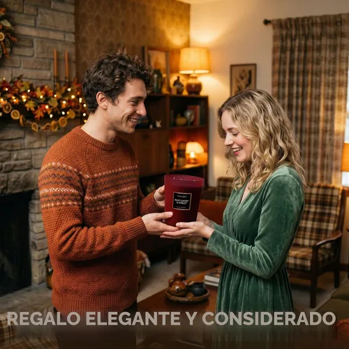 Vista 4 de HomeLights Velas perfumadas – Tarro grande de aromaterapia, cera de soja natural, 130 horas de combustión, cereza rubí y merlot