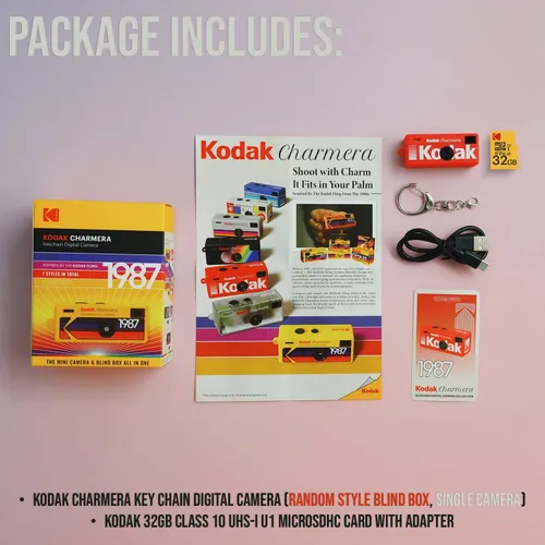 Vista 9 de Kodak Charmera - Cámara digital con llavero (caja ciega estilo aleatorio, cámara individual) con paquete de tarjeta de memoria de 32 GB (2 artículos)