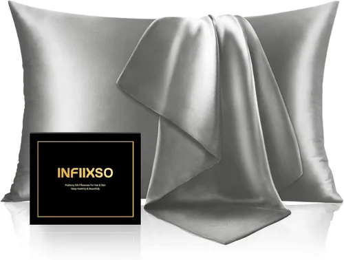 Vista 16 de INFIIXSO Funda de almohada de seda de morera, para cabello y piel, tamaño estándar, cremallera oculta, 20 x 26 pulgadas, suave y refrescante