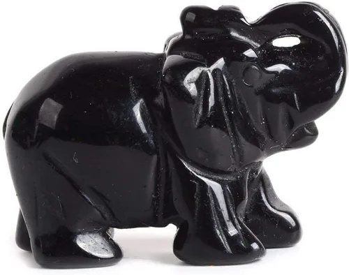 Vista 10 de Angelstones Piedra de sangre africana natural tallada con piedras preciosas de elefante curativo de cristal de guardián, estatua de figurilla