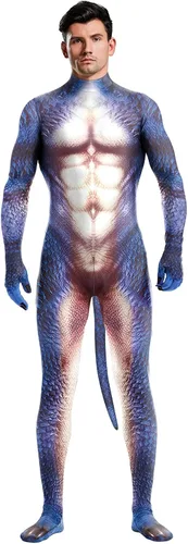 Vista 76 de Disfraz de animal para hombre con estampado de cola grande, overol peludo de elastano para cosplay, fiesta de Halloween