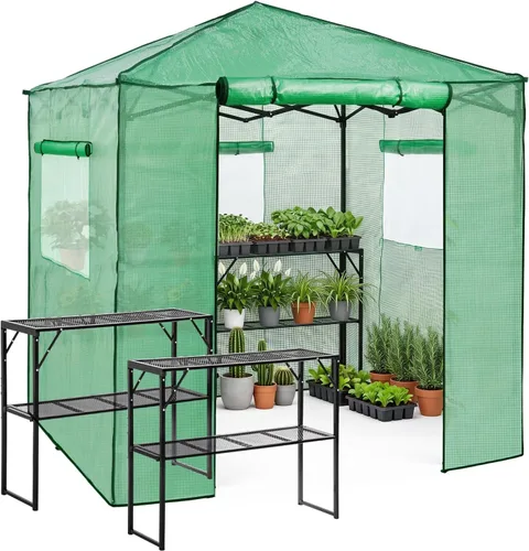 Vista 14 de EAGLE PEAK - Invernadero hexagonal desplegable de 6.6 x 6.6 pies, portátil, para plantas de jardín, para interiores y exteriores, para todo