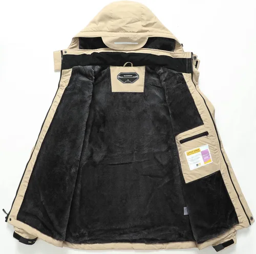 Vista 3 de Chaqueta de esquí impermeable con capucha para hombre, abrigo cálido de nieve para el invierno