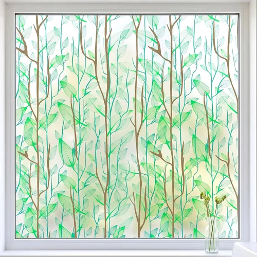 Vista 13 de Película decorativa para ventana, diseño de flores, película de privacidad de vidrio de adherencia estática para puerta, tintes de ventana