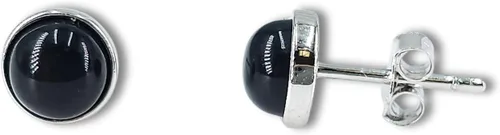 Vista 10 de Pendientes naturales de 0.236 in con chapado en oro blanco sobre plata de ley, bisel cabujón de piedras preciosas regalo de joyería para ella