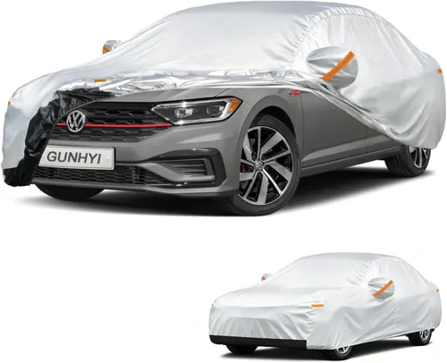 Vista 55 de GUNHYI - Funda de automóvil de 6 capas para Tesla Model 3 (2017-2025), impermeable para todo tipo de clima, protección UV contra la nieve, el sol