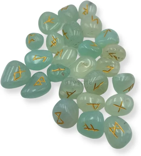 Vista 5 de WholesaleGemShop Juego de runas de ónix Aquva con bolsa de terciopelo