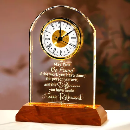Vista 14 de Ornalrist Regalos de Jefe para Hombres y Mujeres Reloj de Cristal, Regalos para Jubilación Jefa Mujer - Regalo de Apreciación de Jefe para Hombres