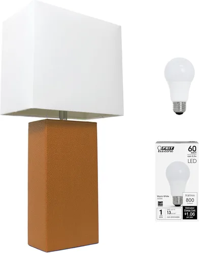Vista 17 de Elegant Designs LT1025-PRP-LB Lámpara de mesa moderna envuelta en cuero para sala de estar, pasillo, entrada, dormitorio, oficina, púrpura