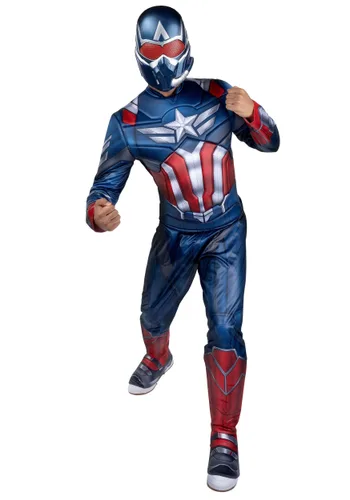 Vista 2 de Disfraz Deluxe Para Hombre de Sam Wilson como Capitán América Multicolor